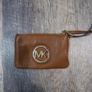 Michael Kors Brown Pebbled Leather Wristlet